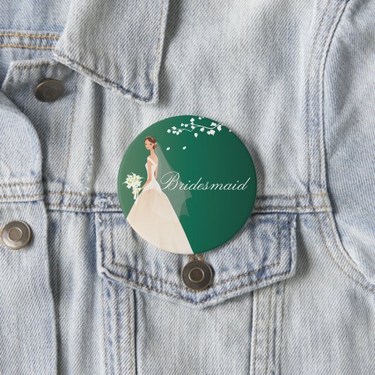Smaragdgrün-Braut-Brautjungfern-Braut-Party-Knopf Button (Beispiel)