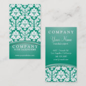 Smaragdgrün-Damast Visitenkarte (Vorne/Hinten)