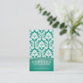 Smaragdgrün-Damast Visitenkarte (Stehend Vorderseite)