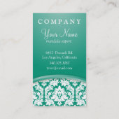 Smaragdgrün-Damast Visitenkarte (Rückseite)