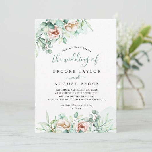 Smaragdgrün - die Hochzeit der Einladung (Stehend Vorderseite)