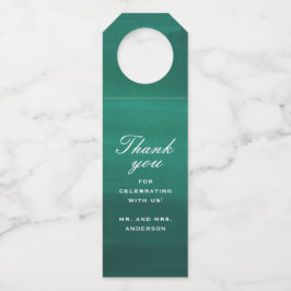 Smaragdgrün elegante einfache Hochzeit danke Flaschenanhänger