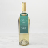 Smaragdgrün elegante einfache Hochzeit danke Flaschenanhänger (Auf Flasche)