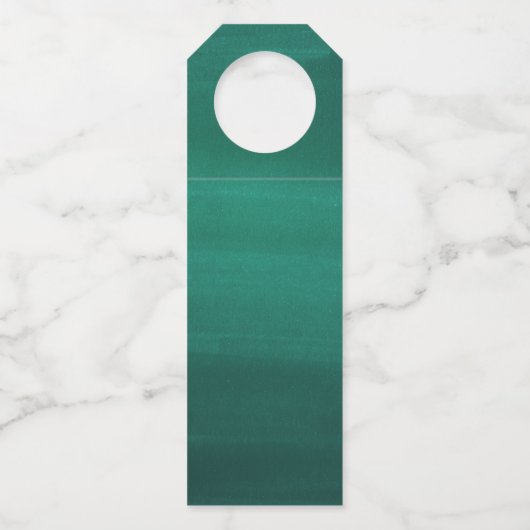 Smaragdgrün elegante einfache Hochzeit danke Flaschenanhänger (Rückseite)