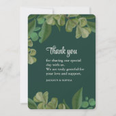 Smaragdgrün Elegante rustikale Blätter üppig Dankeskarte (Vorderseite)