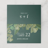 Smaragdgrün Elegante rustikale Blätter üppig Platzkarte (Außenseite Aufgefaltet)