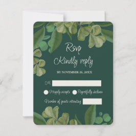 Smaragdgrün Elegante rustikale Blätter üppig RSVP Karte