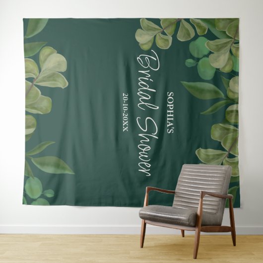 Smaragdgrün Elegante rustikale Blätter üppig Wandteppich (Beispiel (Horizontal))