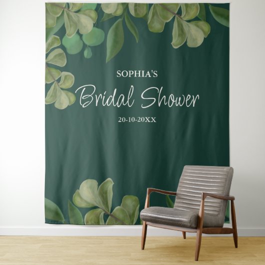 Smaragdgrün Elegante rustikale Blätter üppig Wandteppich (Beispiel)