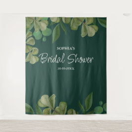 Smaragdgrün Elegante rustikale Blätter üppig Wandteppich