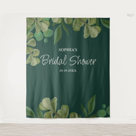 Smaragdgrün Elegante rustikale Blätter üppig Wandteppich (Vorderseite)