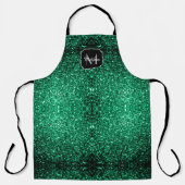 Smaragdgrün falscher Glitter funkelt Monogramm Schürze (Vorderseite)