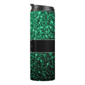 Smaragdgrün falscher Glitter funkelt Monogramm Thermosbecher (Nach rechts gedreht)