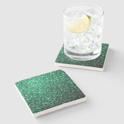 Smaragdgrün falscher Glitter funkelt Steinuntersetzer (Seitenansicht)