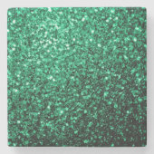 Smaragdgrün falscher Glitter funkelt Steinuntersetzer (Vorderseite)