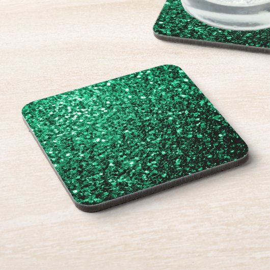 Smaragdgrün falscher Glitter funkelt Untersetzer (Linke Seite)