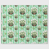 Smaragdgrün gestreifte süße Kleeblatt St. Patrick  Geschenkpapier (Flach)