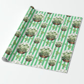 Smaragdgrün gestreifte süße Kleeblatt St. Patrick  Geschenkpapier (Ungerollt)