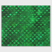 Smaragdgrün Glam Hearts Muster Geschenkpapier (Flach)