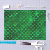 Smaragdgrün Glam Hearts Muster Seidenpapier (Handwerk)