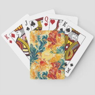 Smaragdgrün & Gold abstraktes Paisley-Blatt (3) Spielkarten