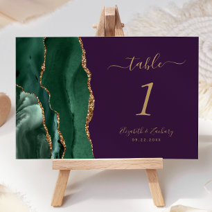 Smaragdgrün Gold Achat Lila Hochzeit Tischnummer