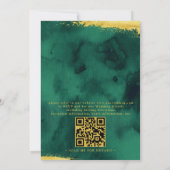 Smaragdgrün Gold Aquarell QR-Code Hochzeit Einladung (Rückseite)