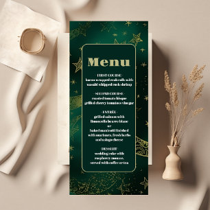 Smaragdgrün Gold Himmlische Hochzeit Menükarte