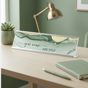 Smaragdgrün Gold Vintage Schreibtischnamensplakette