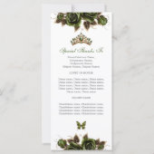 Smaragdgrün Goldene Rosen Quinceañera Programm (Rückseite)