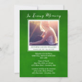 Smaragdgrün in liebevollem Gedächtnis-Foto-Denkmal Einladung (Vorderseite)
