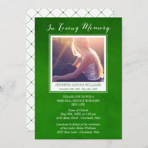 Smaragdgrün in liebevollem Gedächtnis-Foto-Denkmal Einladung
