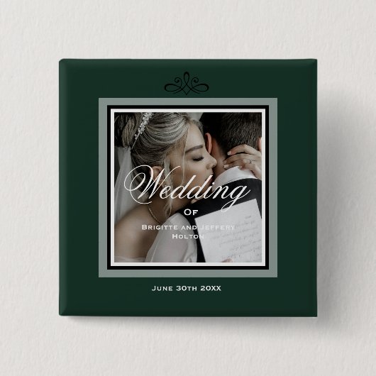 Smaragdgrün individuell anpassbare 50. Hochzeit Button (Vorderseite)