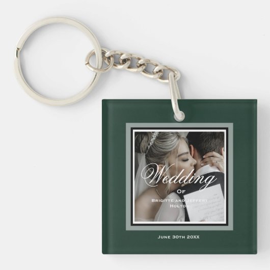 Smaragdgrün individuell anpassbarer Hochzeitsstift Schlüsselanhänger (Vorderseite)