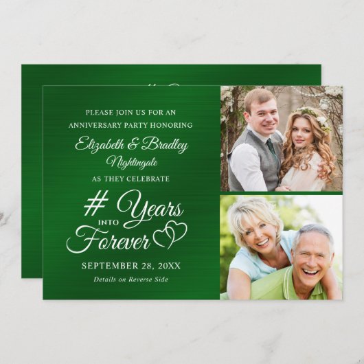 Smaragdgrün-Jubiläum Hört JAHRE IN FEIER Einladung (Vorne/Hinten)