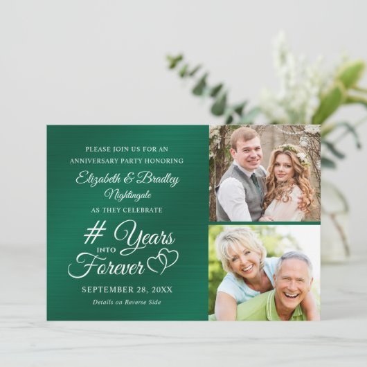 Smaragdgrün-Jubiläum Hört JAHRE INTO FOREVER Invi Einladung (Stehend Vorderseite)