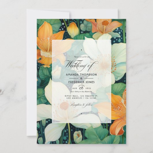 Smaragdgrün, Kupfer und Elfenbeinhochzeit Einladung (Vorderseite)