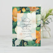 Smaragdgrün, Kupfer und Elfenbeinhochzeit Einladung (Stehend Vorderseite)