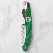 Smaragdgrün-Malachit-Beschaffenheit mit Monogramm Kellnermesser (Vorderseite)