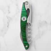 Smaragdgrün-Malachit-Beschaffenheit mit Monogramm Kellnermesser (Rückseite)