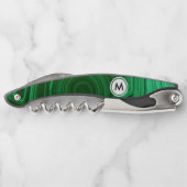 Smaragdgrün-Malachit-Beschaffenheit mit Monogramm Kellnermesser (Rückseite)