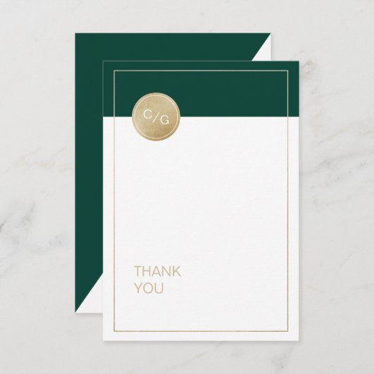 Smaragdgrün minimalistisch moderne Hochzeit danke (Vorne/Hinten)