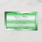 Smaragdgrün mit silberfarbenem Dekor und Logo mode Visitenkarte (Rückseite)