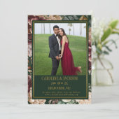 Smaragdgrün Modernes Foto Hochzeit retten Datum Save The Date (Stehend Vorderseite)