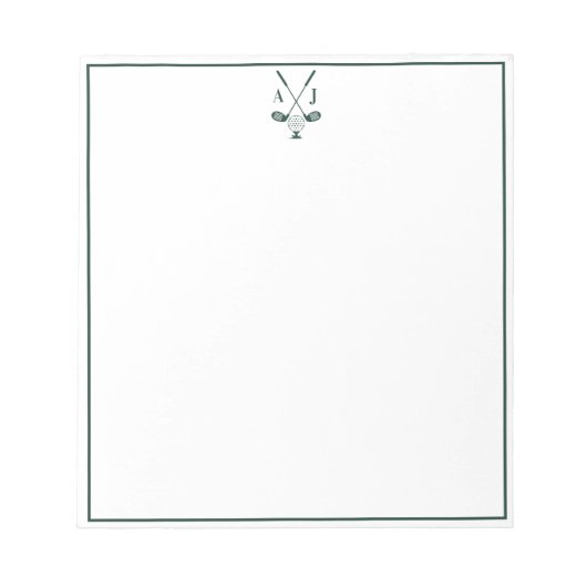 Smaragdgrün Monogramm Golf Notizblock (Vorderseite)