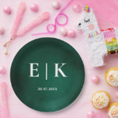 Smaragdgrün | Monogramm Pappteller (Party)