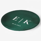 Smaragdgrün | Monogramm Pappteller (Schrägansicht)