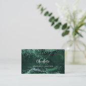 Smaragdgrün-Monogramm Visitenkarte (Stehend Vorderseite)