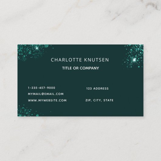 Smaragdgrün-Monogramm Visitenkarte (Rückseite)