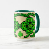 Smaragdgrün nahtloses Kleeblatt Kleefeld Tasse (VorderseiteRechts)